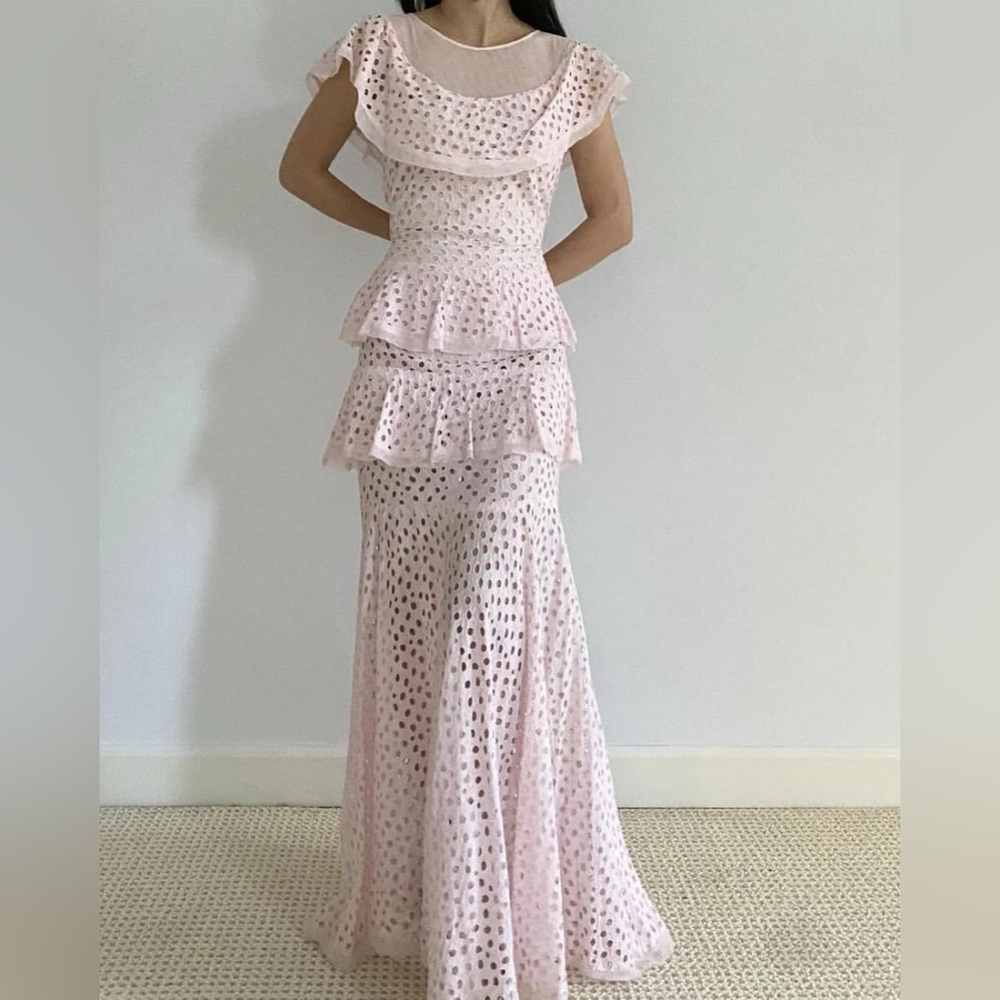 1930s Pink Cotton Eyelet Dress
